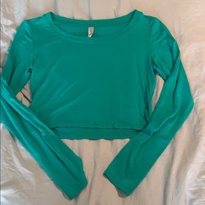 Green Long sleeve Crop Top